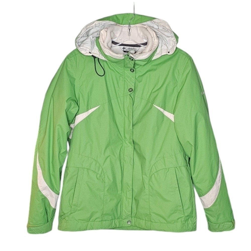 Columbia 3-in-1 Green Waterproof Ski Jacket Cream Fleece Inner Jacket womens med